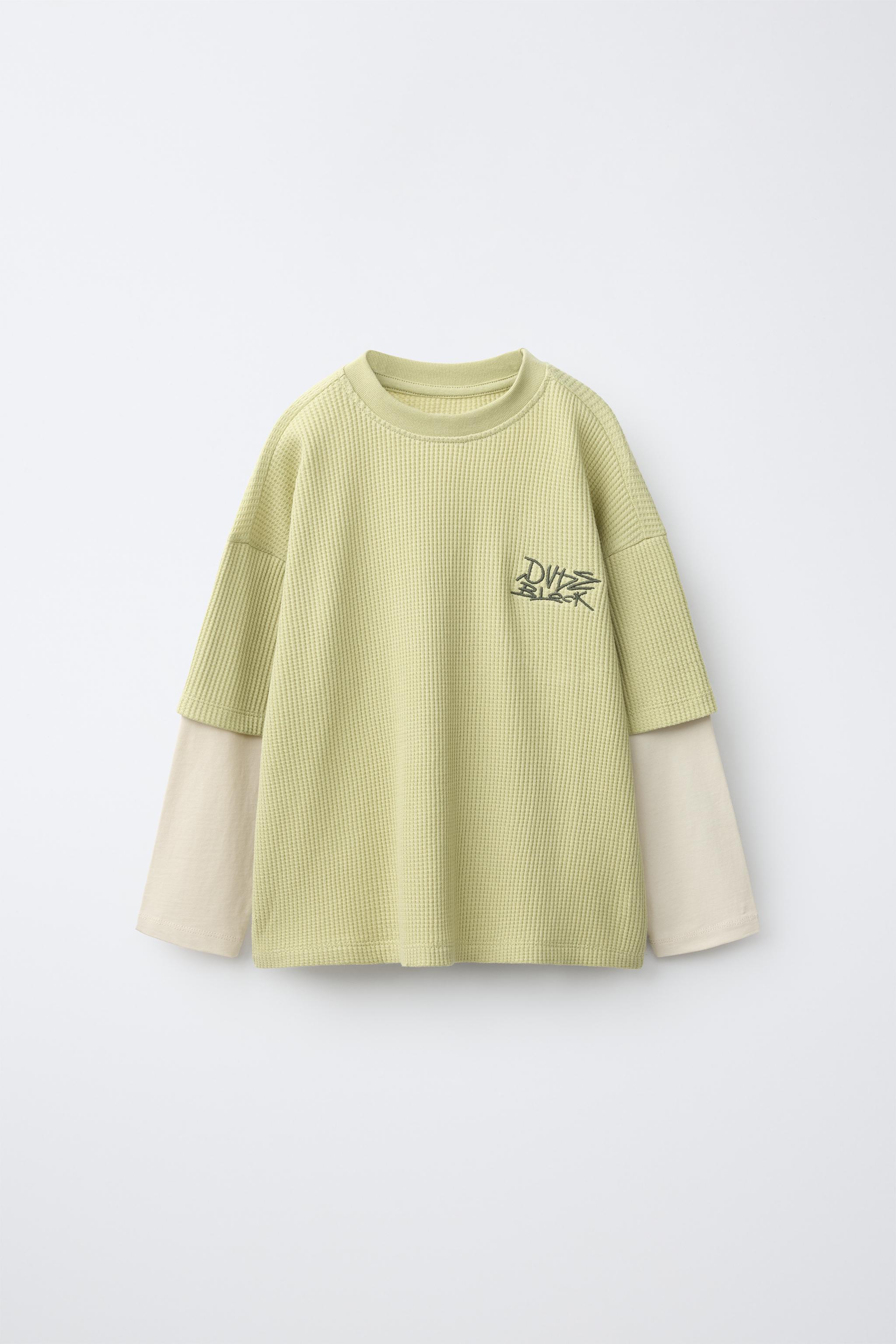 LAYERED LONG SLEEVE WAFFLE T-SHIRT